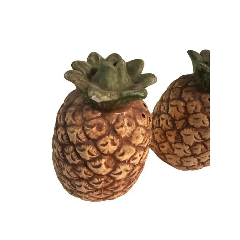 Vintage 80s Otagiri Japan Made Pineapple Salt and Pepper Shaker Set 3” Retro